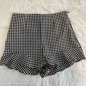 Gingham Checkered Zara Ruffle Shorts